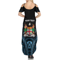 Personalised Happy Fiji Day 1970 Family Matching Summer Maxi Dress and Hawaiian Shirt Flag Grunge Style LT05 - Polynesian Pride
