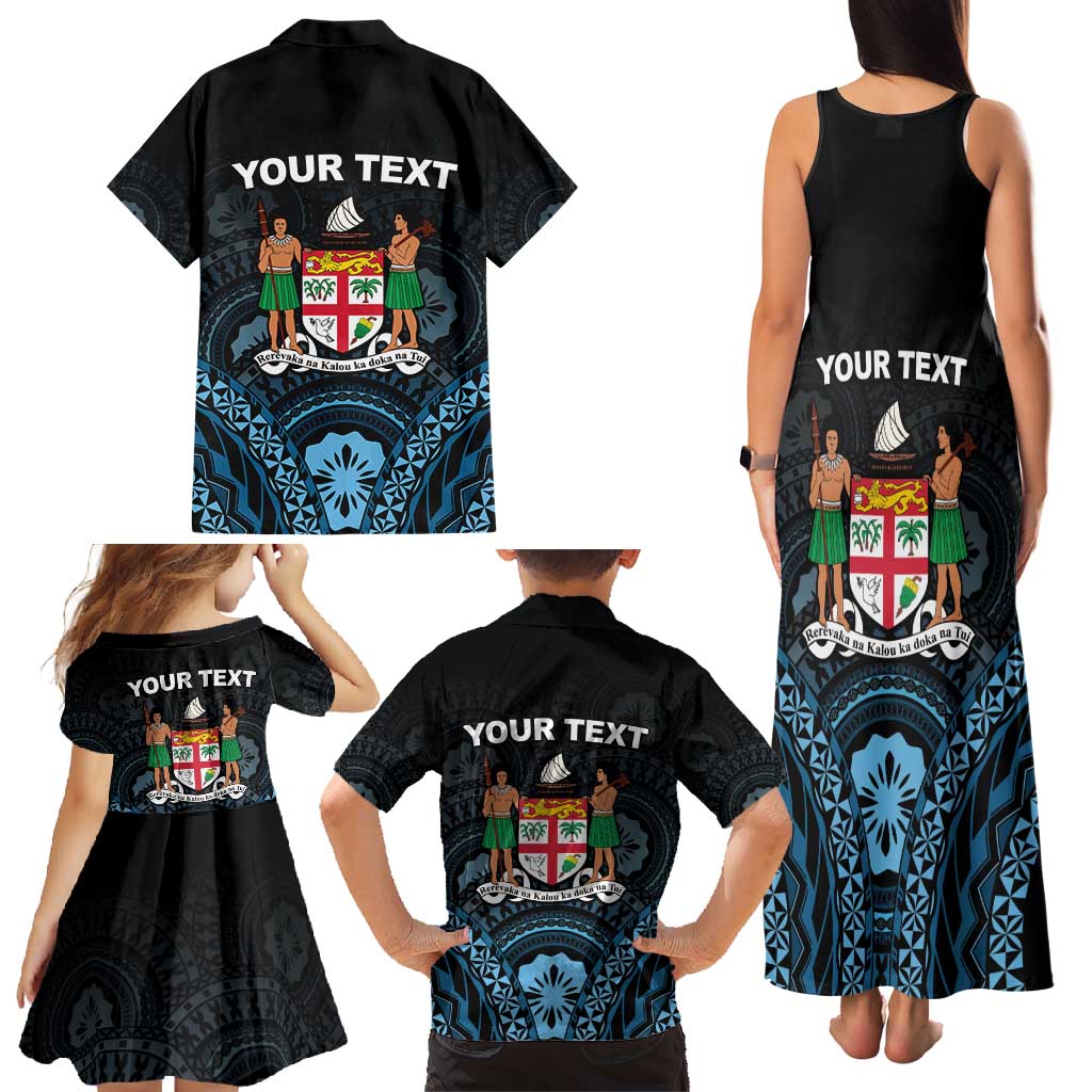 Personalised Happy Fiji Day 1970 Family Matching Tank Maxi Dress and Hawaiian Shirt Flag Grunge Style LT05 - Polynesian Pride