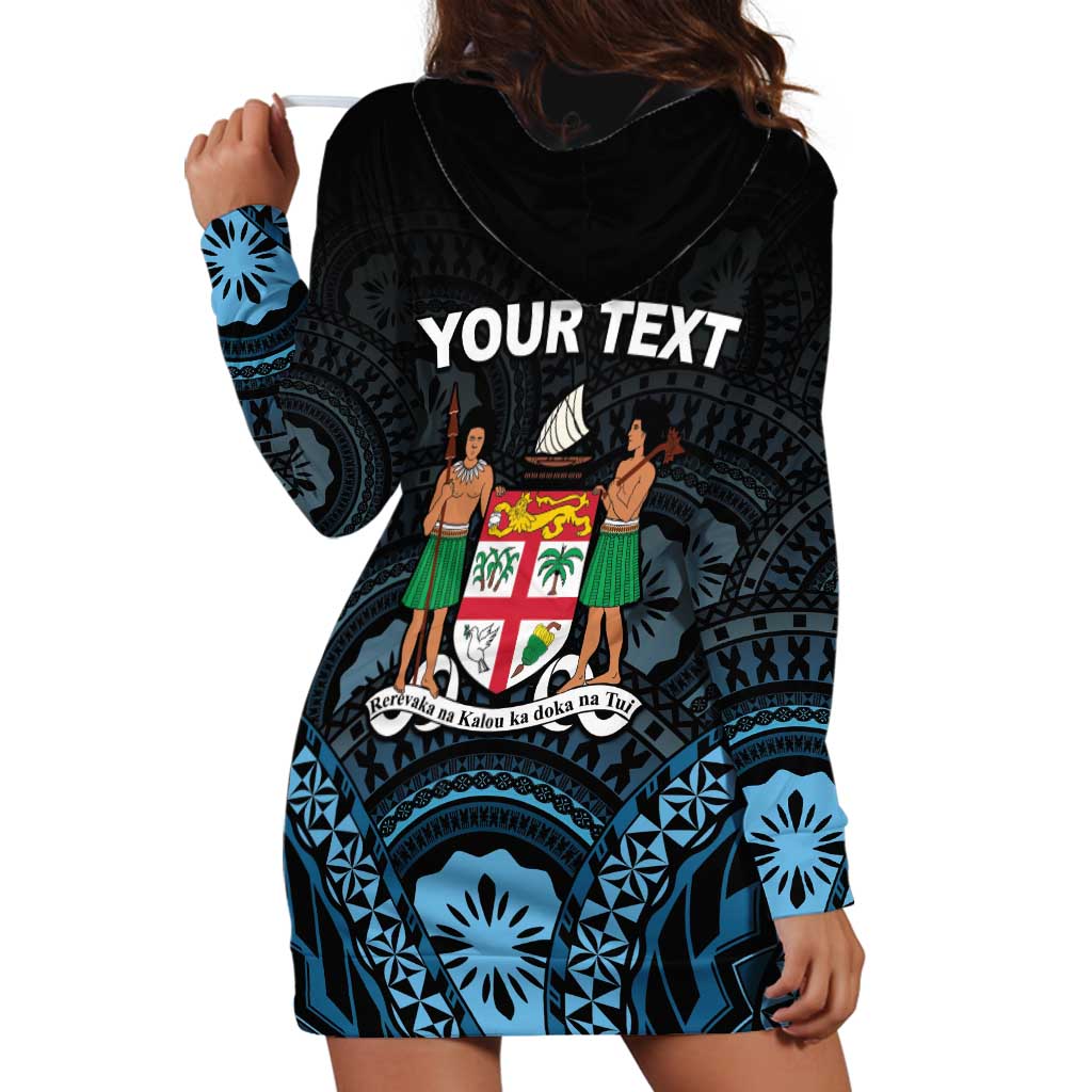 Personalised Happy Fiji Day 1970 Hoodie Dress Flag Grunge Style