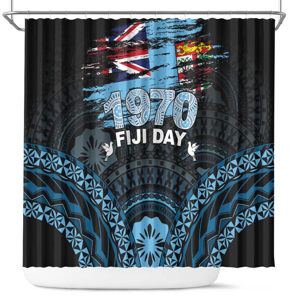 Happy Fiji Day 1970 Shower Curtain Flag Grunge Style