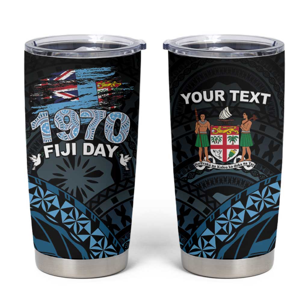 Personalised Happy Fiji Day 1970 Tumbler Cup Flag Grunge Style