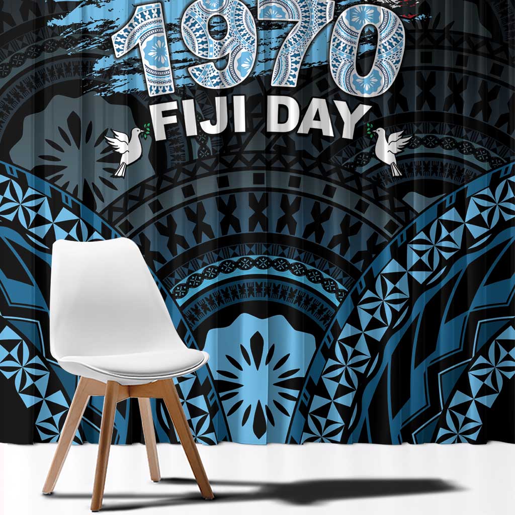 Happy Fiji Day 1970 Window Curtain Flag Grunge Style LT05 - Polynesian Pride