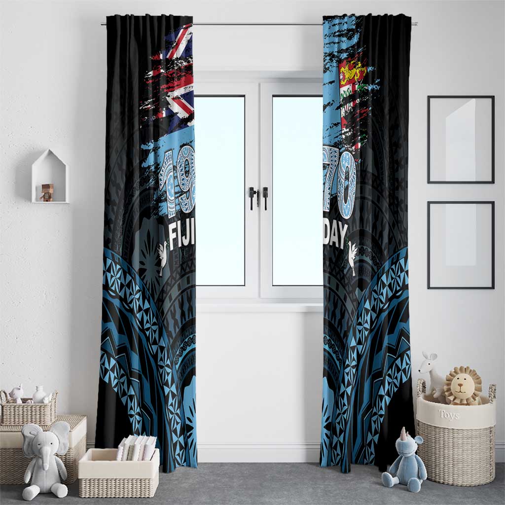 Happy Fiji Day 1970 Window Curtain Flag Grunge Style LT05 - Polynesian Pride