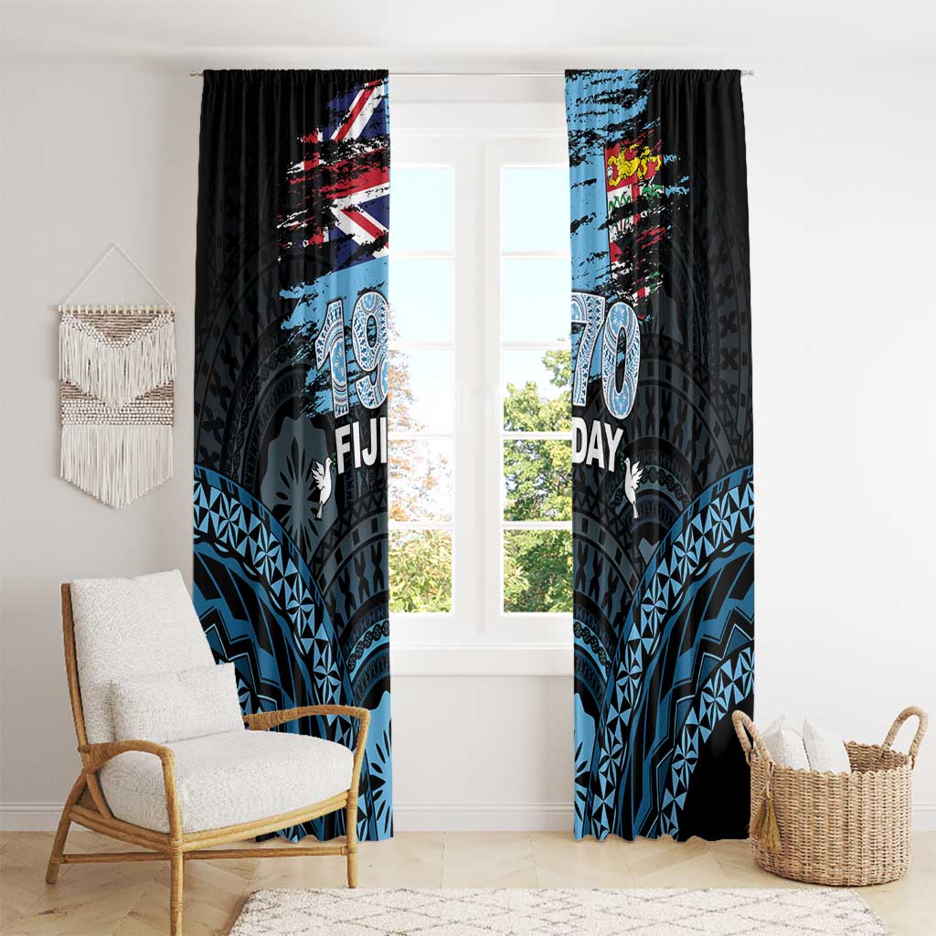 Happy Fiji Day 1970 Window Curtain Flag Grunge Style LT05 - Polynesian Pride