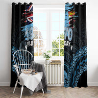 Happy Fiji Day 1970 Window Curtain Flag Grunge Style LT05 - Polynesian Pride