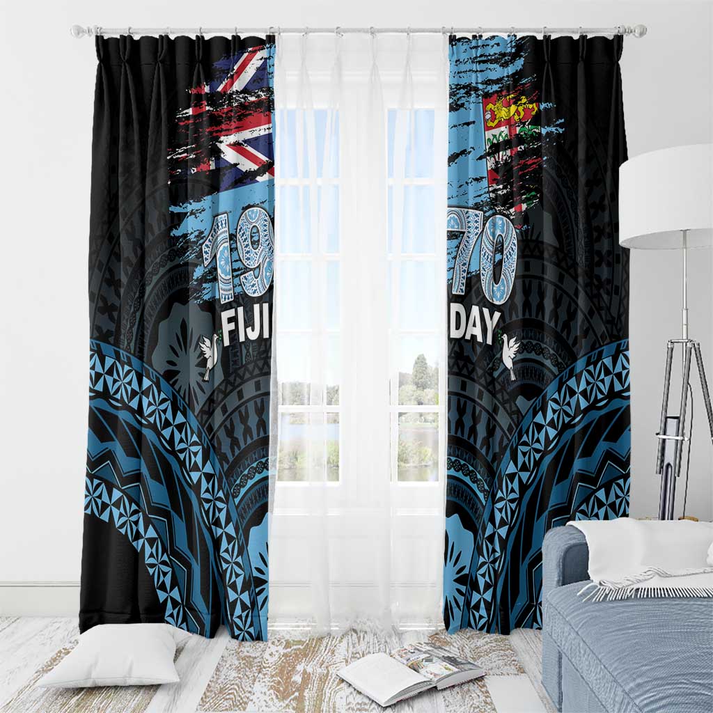 Happy Fiji Day 1970 Window Curtain Flag Grunge Style LT05 - Polynesian Pride