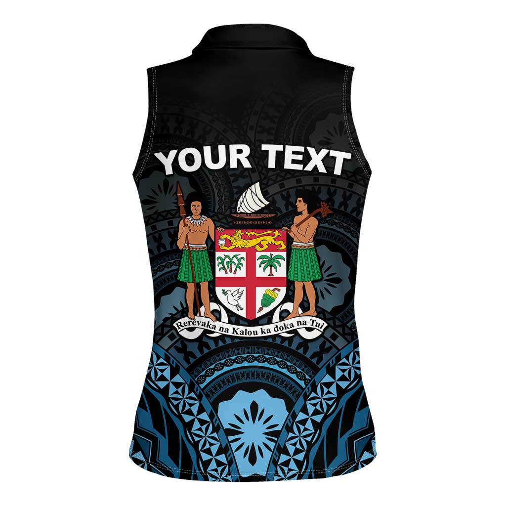 Personalised Happy Fiji Day 1970 Women Sleeveless Polo Shirt Flag Grunge Style