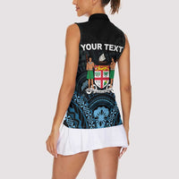 Personalised Happy Fiji Day 1970 Women Sleeveless Polo Shirt Flag Grunge Style