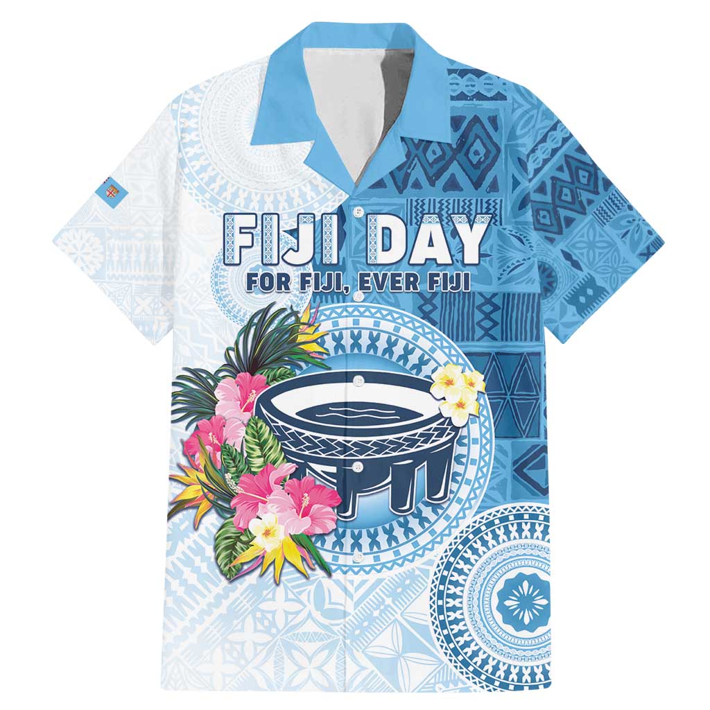 Fiji Day Family Matching Mermaid Dress and Hawaiian Shirt Proud To Be Fijian LT05 Dad's Shirt - Short Sleeve Blue - Polynesian Pride