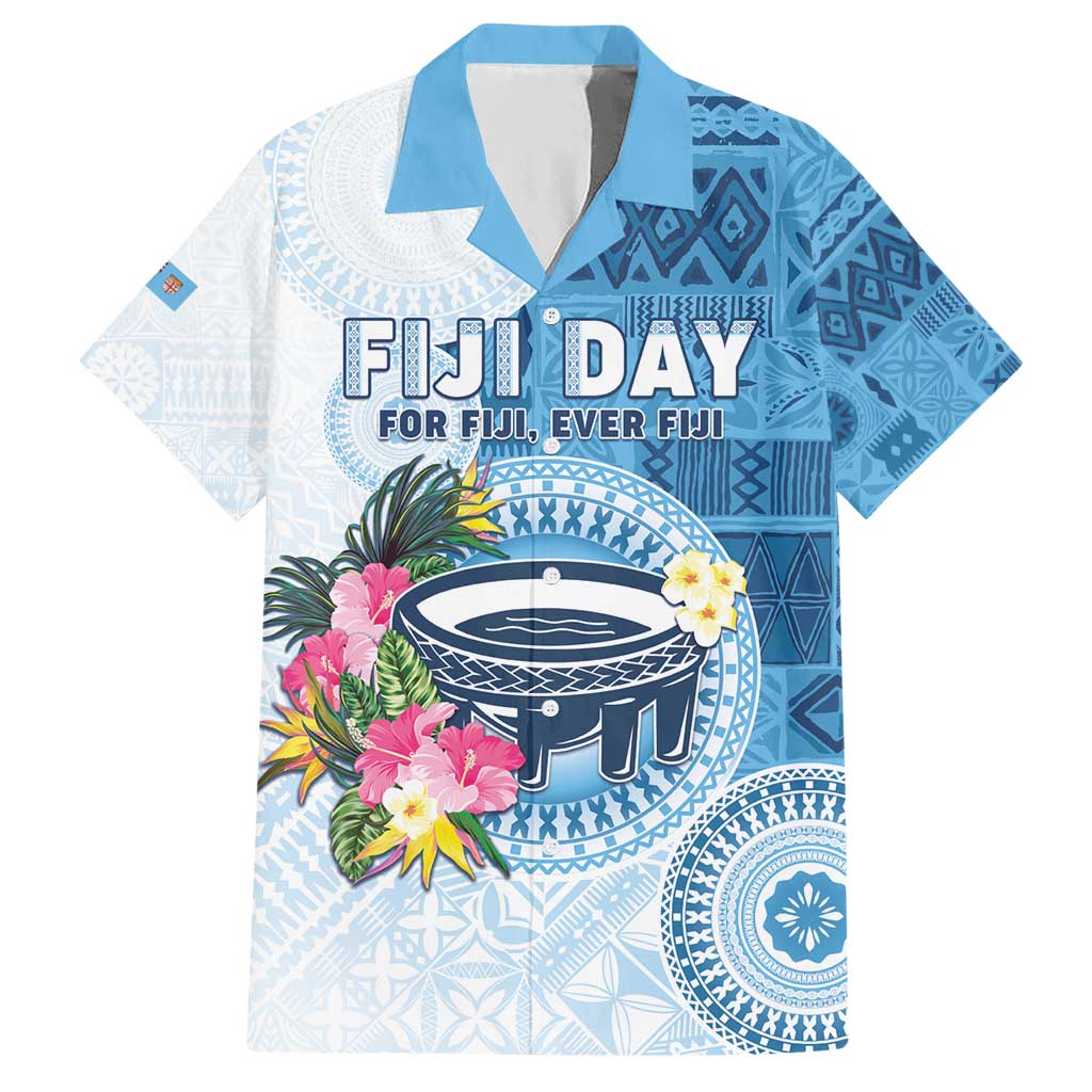 Fiji Day Family Matching Short Sleeve Bodycon Dress and Hawaiian Shirt Proud To Be Fijian LT05 Dad's Shirt - Short Sleeve Blue - Polynesian Pride