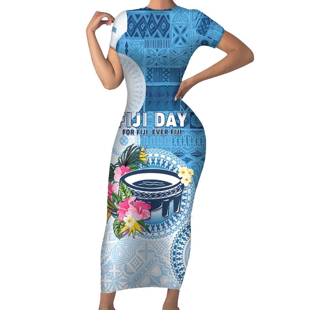 Fiji Day Short Sleeve Bodycon Dress Proud To Be Fijian