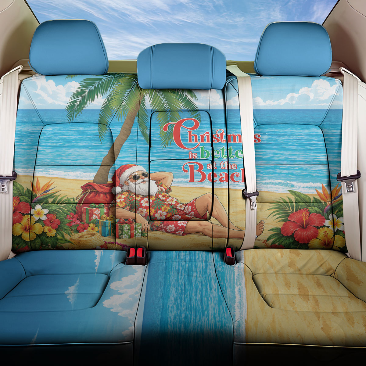 Hawaii Jolly Christmas Back Car Seat Cover Xmas Is Better At The Beach