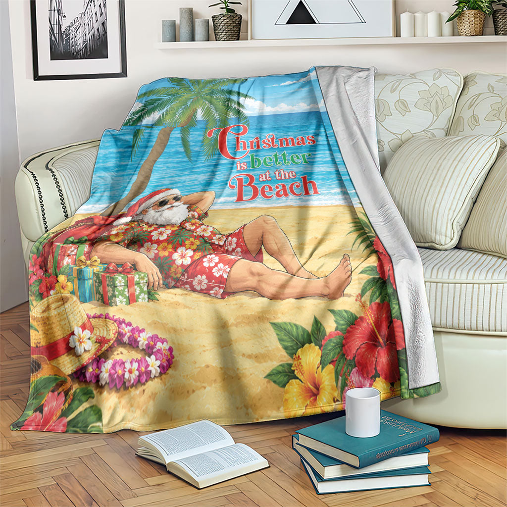 Hawaii Jolly Christmas Blanket Xmas Is Better At The Beach LT05 Blue - Polynesian Pride