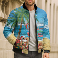 Hawaii Jolly Christmas Bomber Puffer Jacket Xmas Is Better At The Beach