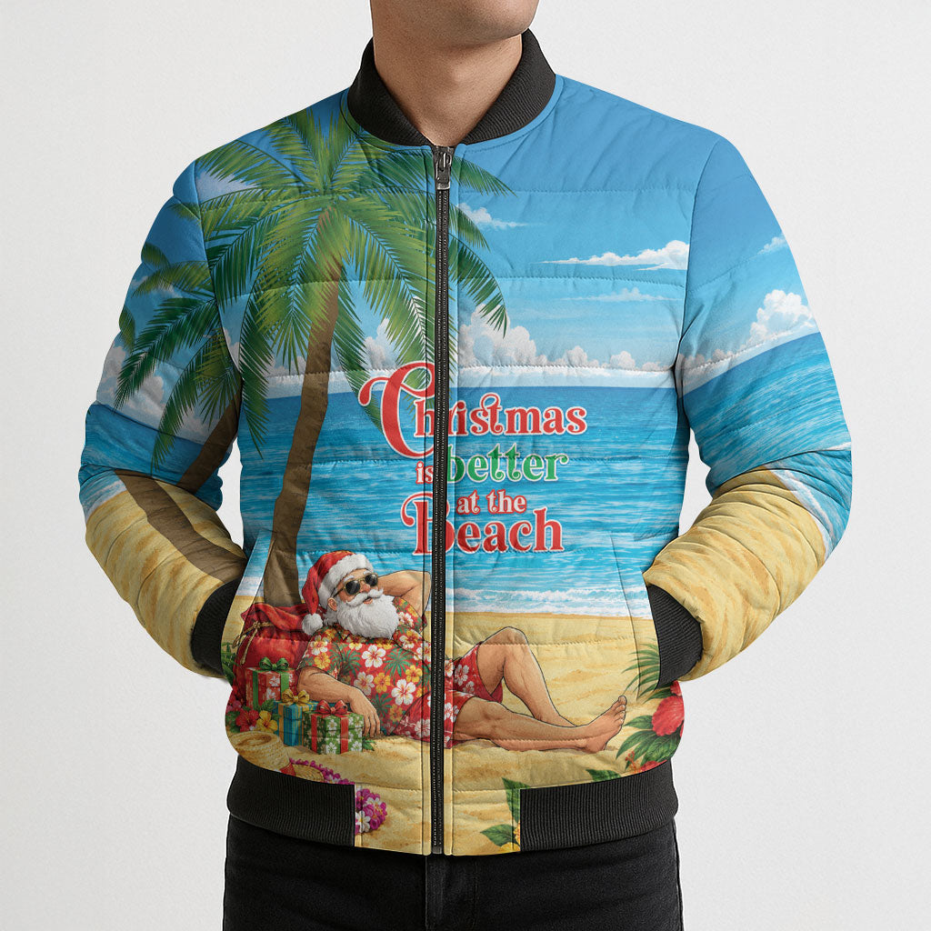 Hawaii Jolly Christmas Bomber Puffer Jacket Xmas Is Better At The Beach