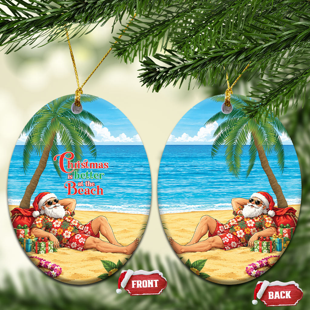 Hawaii Jolly Christmas Ceramic Ornament Xmas Is Better At The Beach