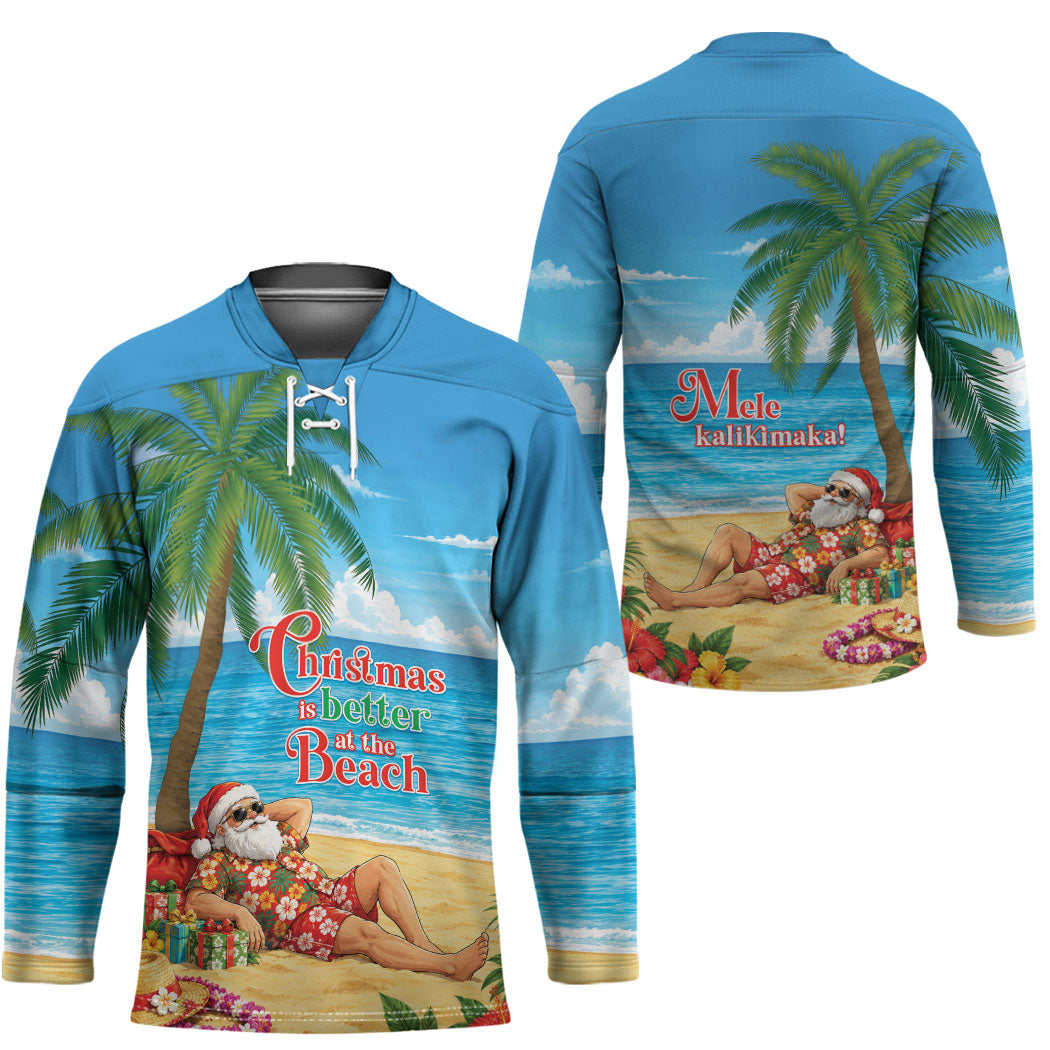 Hawaii Jolly Christmas Hockey Jersey Xmas Is Better At The Beach