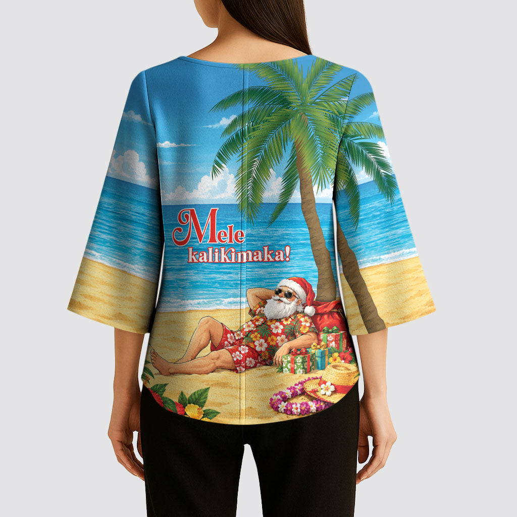 Hawaii Jolly Christmas Kimono Sleeve Blouse Xmas Is Better At The Beach