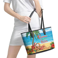 Hawaii Jolly Christmas Leather Tote Bag Xmas Is Better At The Beach