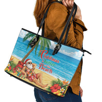 Hawaii Jolly Christmas Leather Tote Bag Xmas Is Better At The Beach