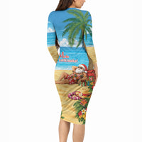 Hawaii Jolly Christmas Long Sleeve Bodycon Dress Xmas Is Better At The Beach LT05 - Polynesian Pride