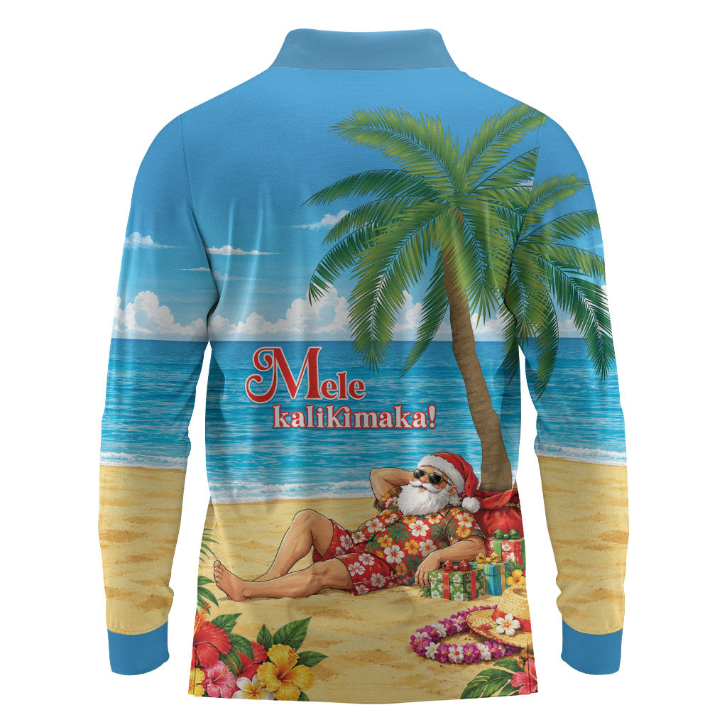 Hawaii Jolly Christmas Long Sleeve Polo Shirt Xmas Is Better At The Beach