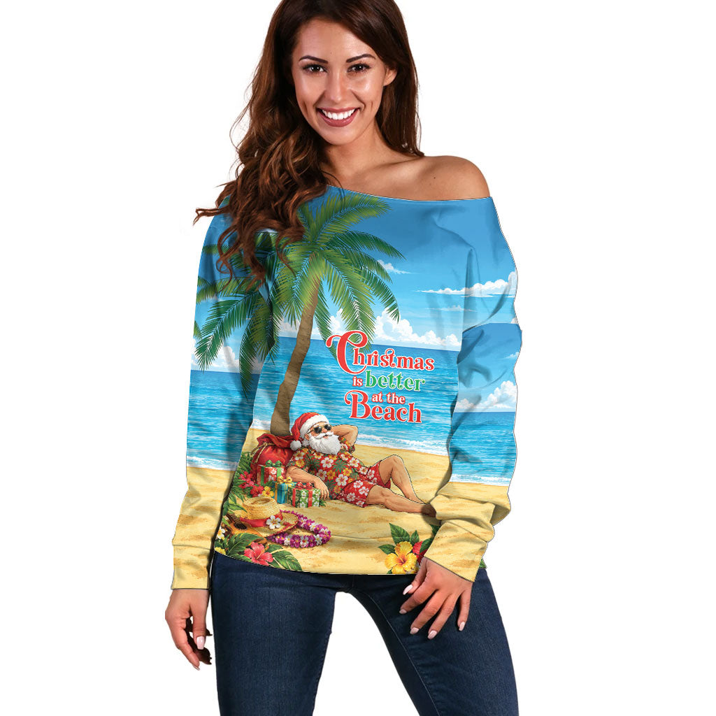 Hawaii Jolly Christmas Off Shoulder Sweater Xmas Is Better At The Beach