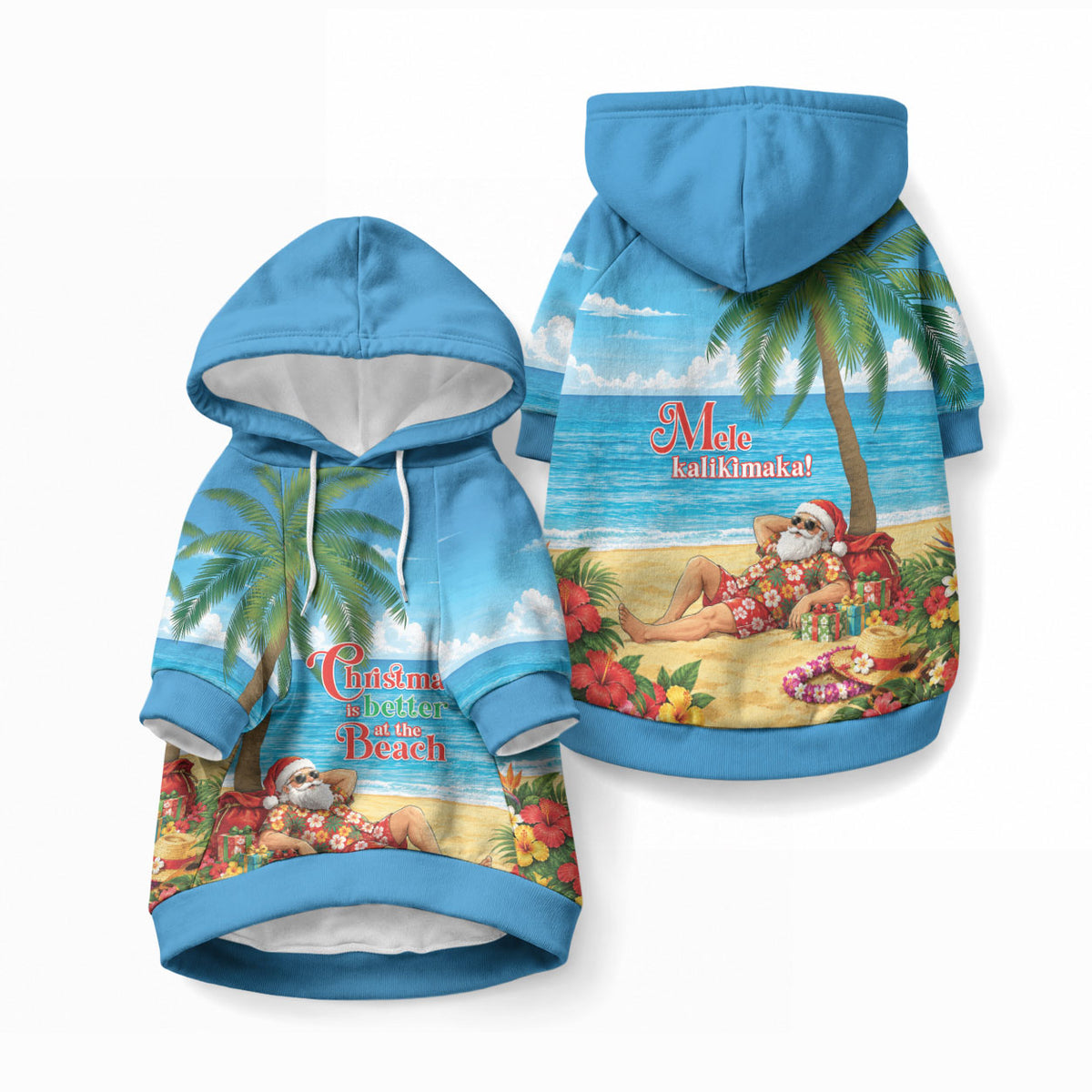 Hawaii Jolly Christmas Pet Hoodie Xmas Is Better At The Beach