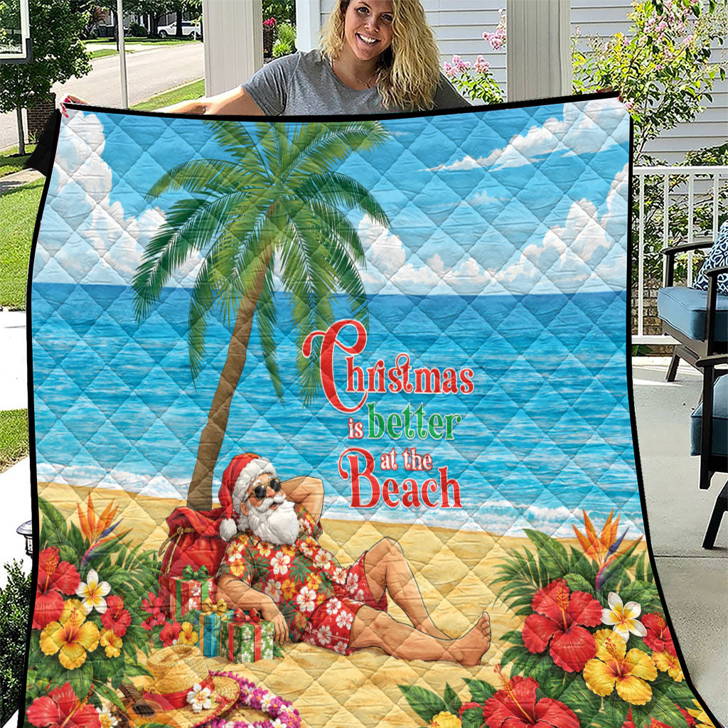 Hawaii Jolly Christmas Quilt Xmas Is Better At The Beach LT05 Blue - Polynesian Pride