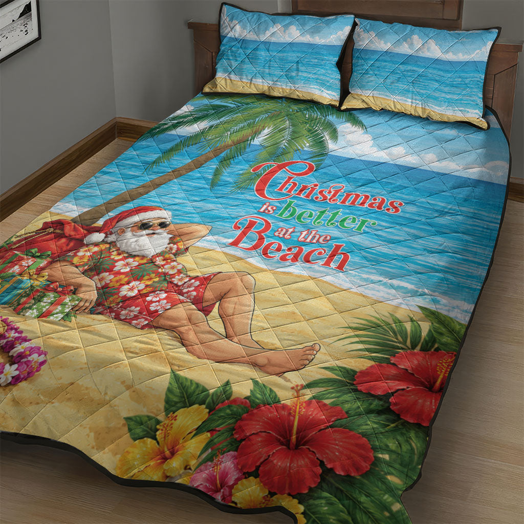 Hawaii Jolly Christmas Quilt Bed Set Xmas Is Better At The Beach