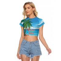 Hawaii Jolly Christmas Raglan Cropped T Shirt Xmas Is Better At The Beach