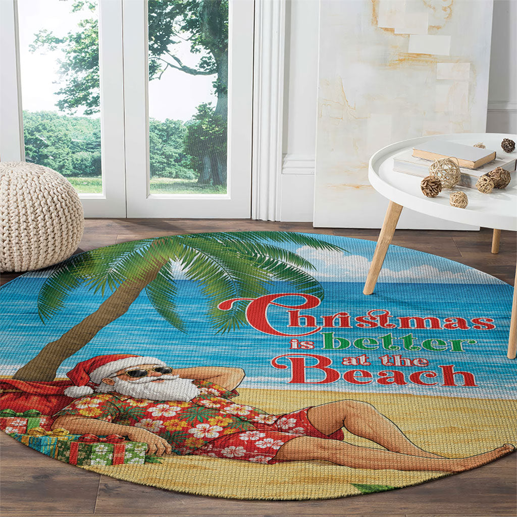 Hawaii Jolly Christmas Round Carpet Xmas Is Better At The Beach