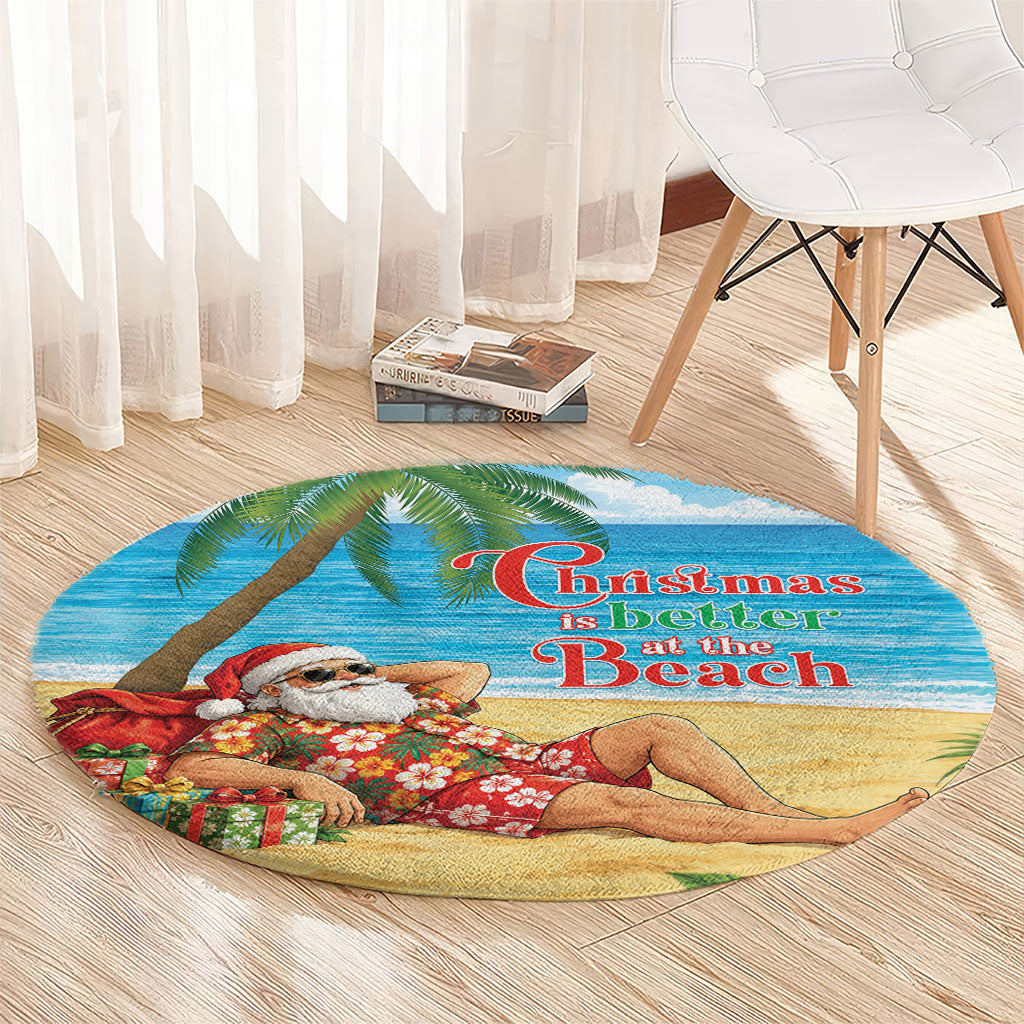 Hawaii Jolly Christmas Round Carpet Xmas Is Better At The Beach