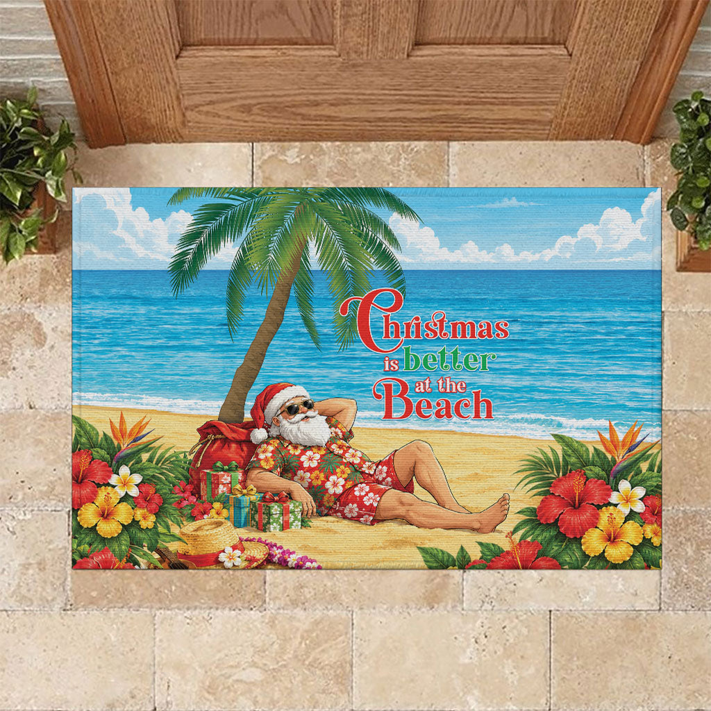 Hawaii Jolly Christmas Rubber Doormat Xmas Is Better At The Beach