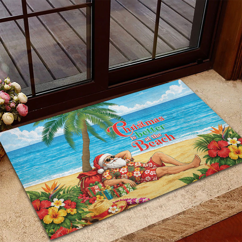 Hawaii Jolly Christmas Rubber Doormat Xmas Is Better At The Beach