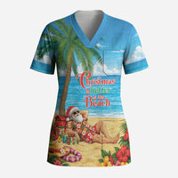 Hawaii Jolly Christmas Scrub Top Xmas Is Better At The Beach