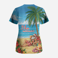 Hawaii Jolly Christmas Scrub Top Xmas Is Better At The Beach