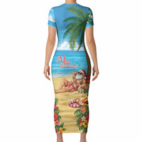 Hawaii Jolly Christmas Short Sleeve Bodycon Dress Xmas Is Better At The Beach