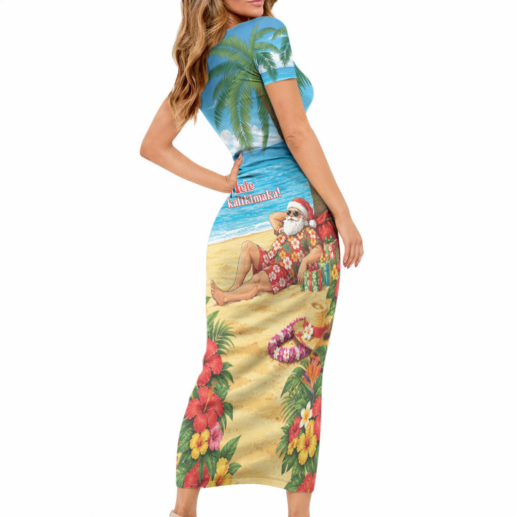 Hawaii Jolly Christmas Short Sleeve Bodycon Dress Xmas Is Better At The Beach