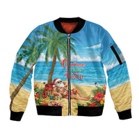 Hawaii Jolly Christmas Sleeve Zip Bomber Jacket Xmas Is Better At The Beach