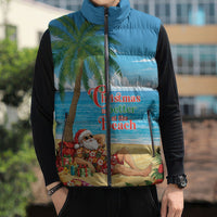 Hawaii Jolly Christmas Sleeveless Puffer Jacket Xmas Is Better At The Beach