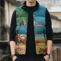 Hawaii Jolly Christmas Sleeveless Puffer Jacket Xmas Is Better At The Beach