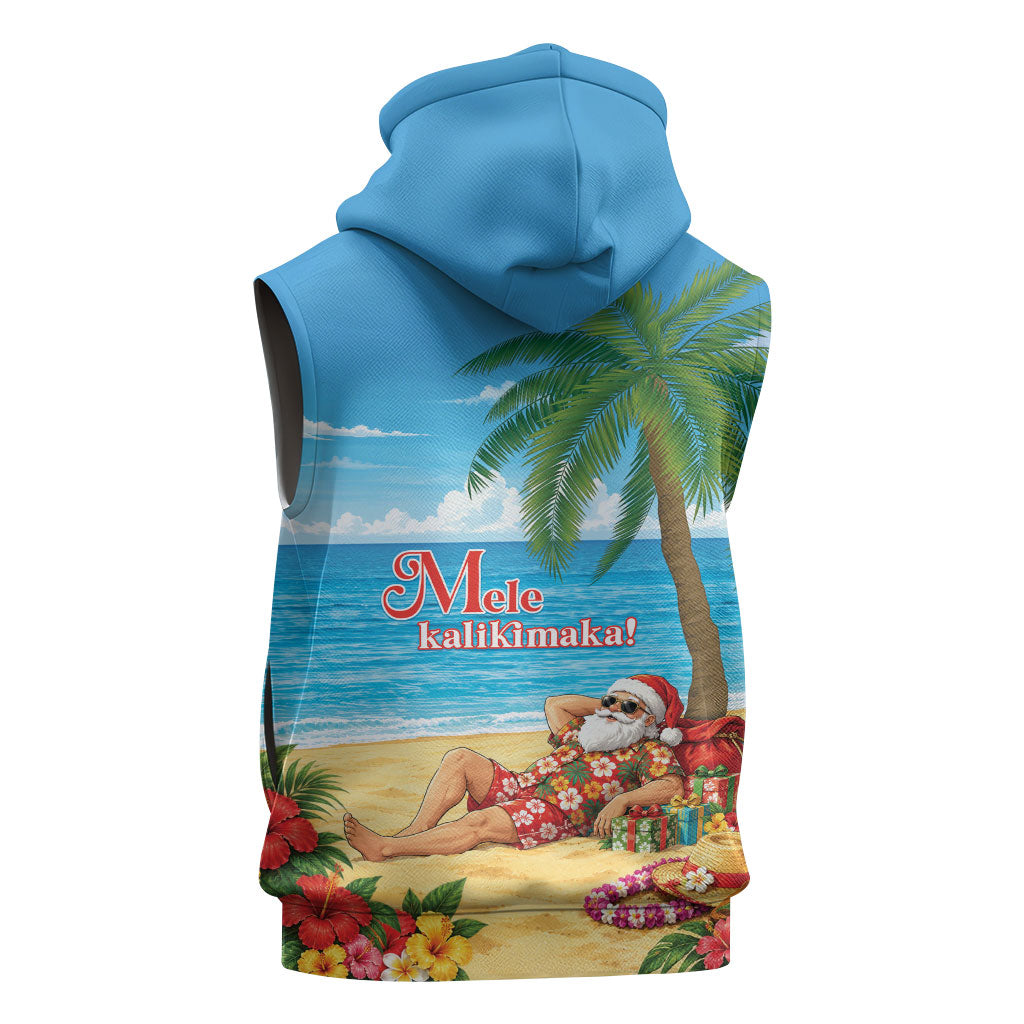 Hawaii Jolly Christmas Sleeveless Zip Hoodie Xmas Is Better At The Beach