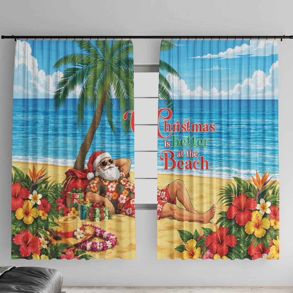 Hawaii Jolly Christmas Window Curtain Xmas Is Better At The Beach