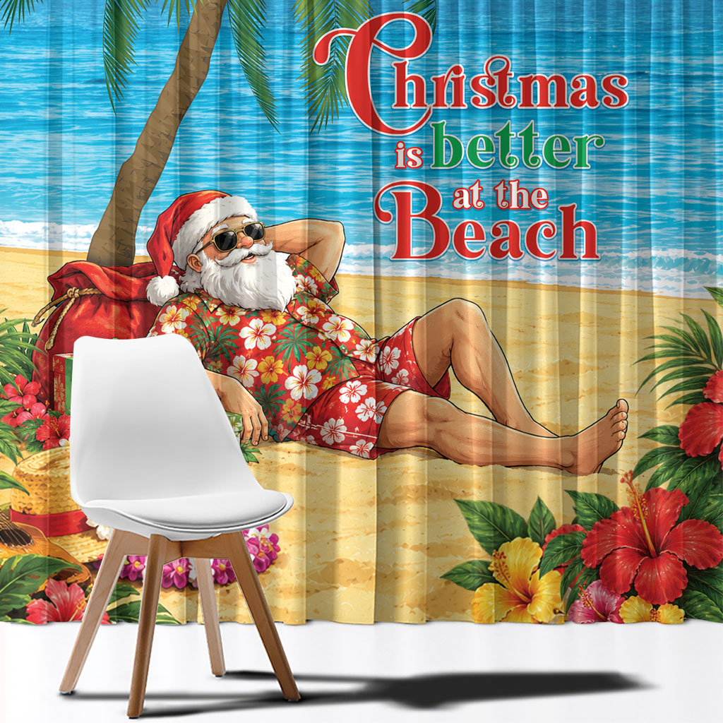 Hawaii Jolly Christmas Window Curtain Xmas Is Better At The Beach