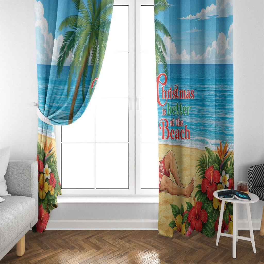 Hawaii Jolly Christmas Window Curtain Xmas Is Better At The Beach