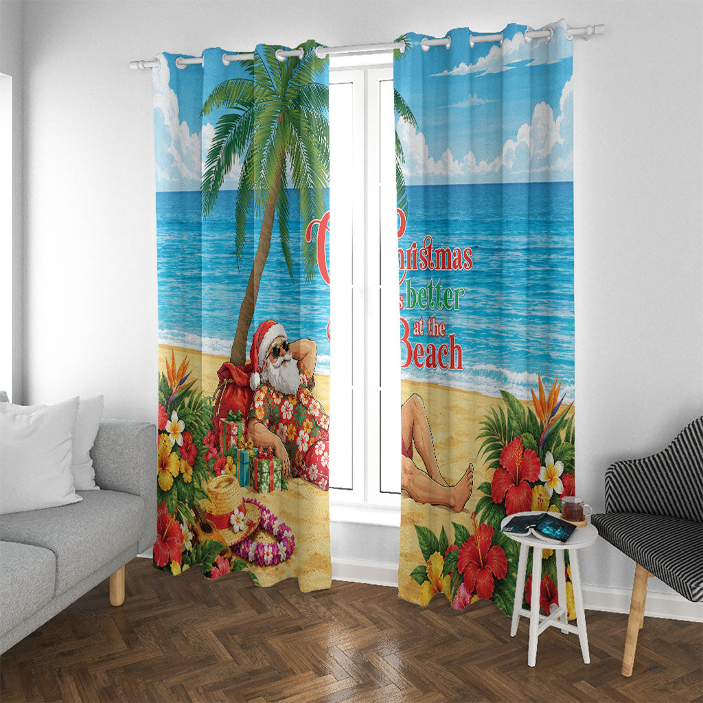 Hawaii Jolly Christmas Window Curtain Xmas Is Better At The Beach