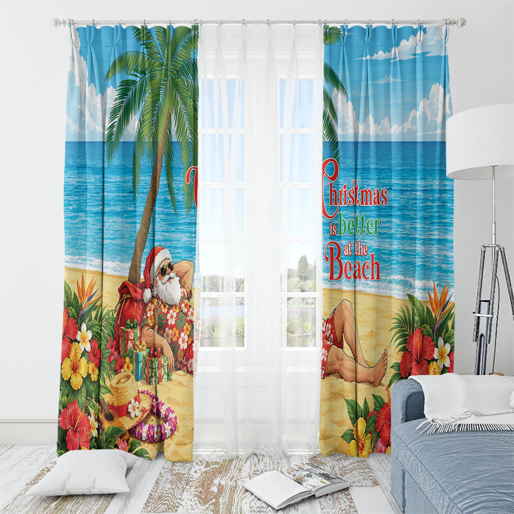 Hawaii Jolly Christmas Window Curtain Xmas Is Better At The Beach