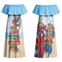 Hawaii Christmas Couples Matching Off Shoulder Maxi Dress and Long Sleeve Button Shirt Have A Very Beachy Christmas