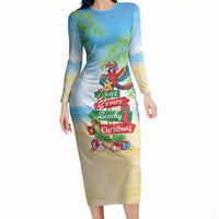 Hawaii Christmas Long Sleeve Bodycon Dress Have A Very Beachy Christmas
